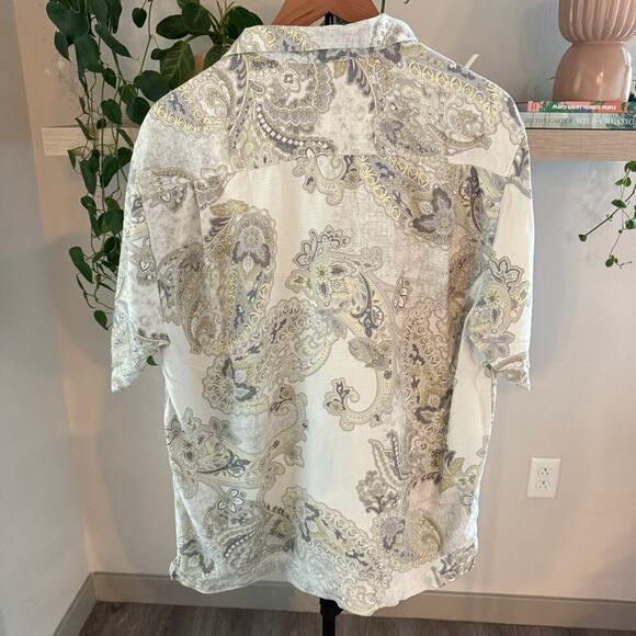 Tommy Bahama 100% Silk Paisley Short Sleeve Button Front Shirt Size L Casual - Picture 2 of 9